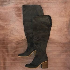 Melrose & Market Grey Suede Over the Knee Boots